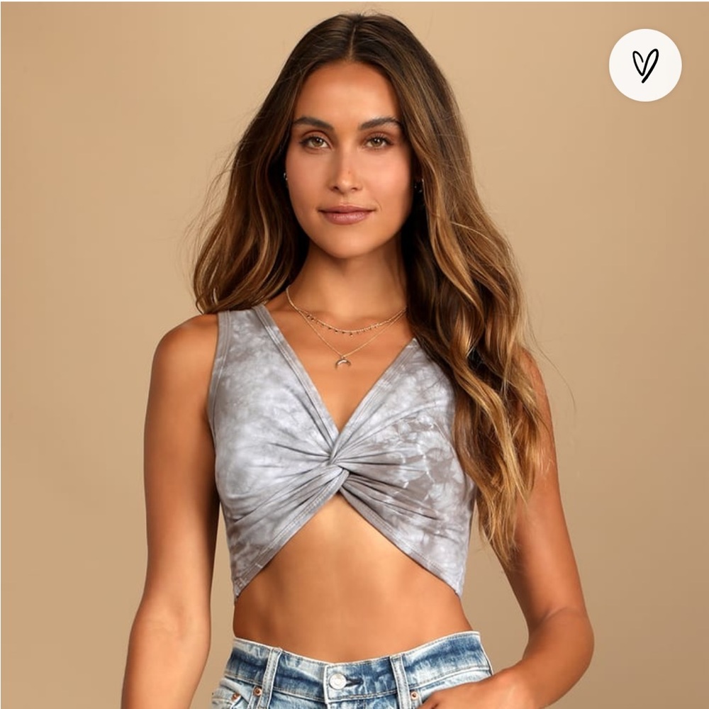 Fit Life Grey Multi Tie-Dye Twisted Reversible Crop Top